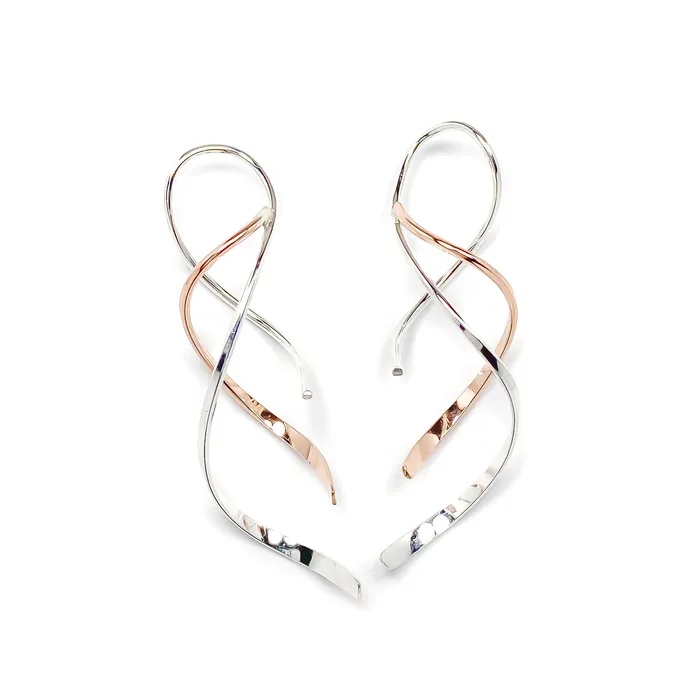 Earrings Hoops By Hand Rose Gold Silver Mix Double Spiral Earrings Earrings Hoops By Hand Rose Gold Silver Mix Double Spiral Earrings