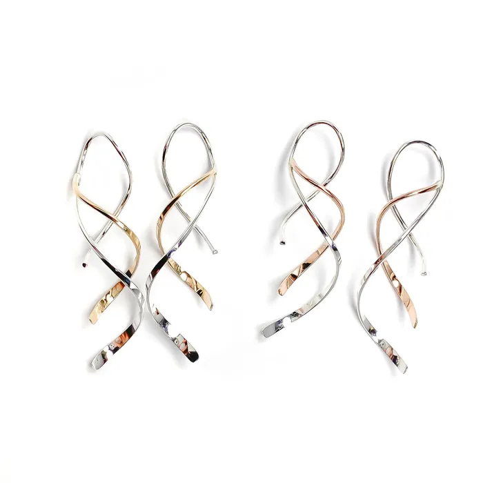 Earrings Hoops By Hand Rose Gold Silver Mix Double Spiral Earrings Earrings Hoops By Hand Rose Gold Silver Mix Double Spiral Earrings