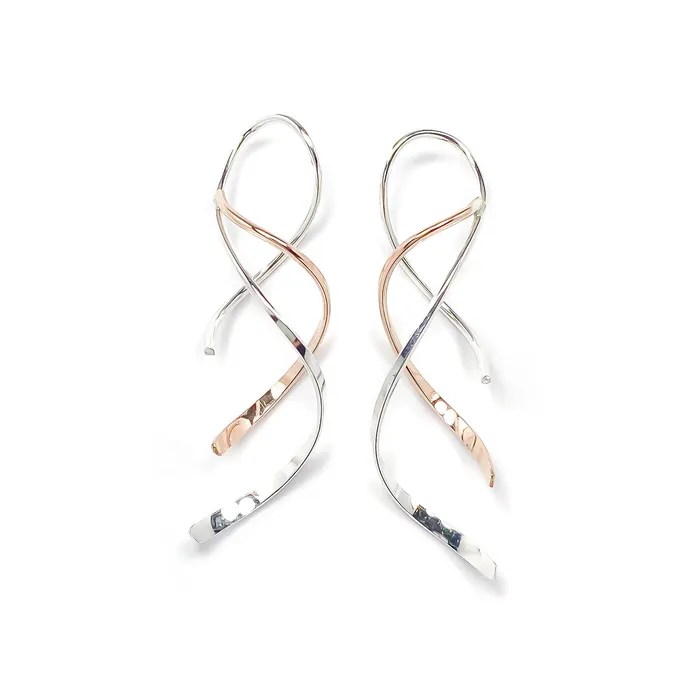 Earrings Hoops By Hand Rose Gold Silver Mix Double Spiral Earrings Earrings Hoops By Hand Rose Gold Silver Mix Double Spiral Earrings