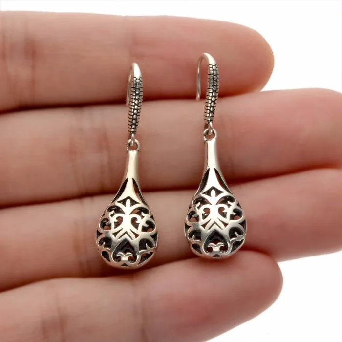 Earrings Silver Hollow Flower Bridal Earrings sparklingselections Earrings Silver Hollow Flower Bridal Earrings sparklingselections