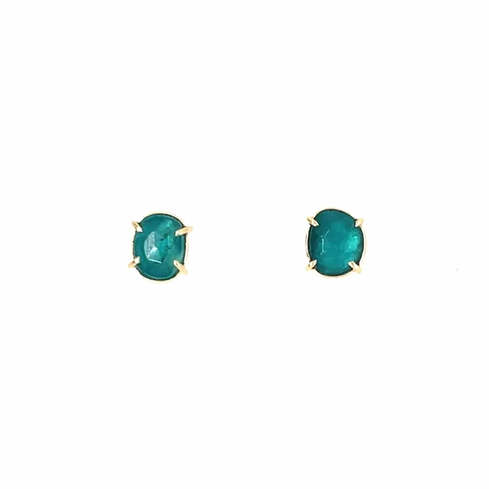 Emily Amey Jewelry Grandidierite prong studs in 14k gold and sterling silver Rings Emily Amey Jewelry Grandidierite prong studs in 14k gold and sterling silver Rings