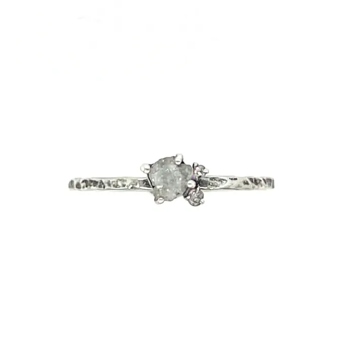 Emily Amey Jewelry Rings Raw Diamond Kindling stacking ring number 6 in Sterling silver Emily Amey Jewelry Rings Raw Diamond Kindling stacking ring number 6 in Sterling silver