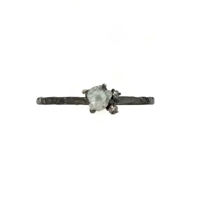 Emily Amey Jewelry Rings Raw Diamond Kindling stacking ring number 6 in Sterling silver