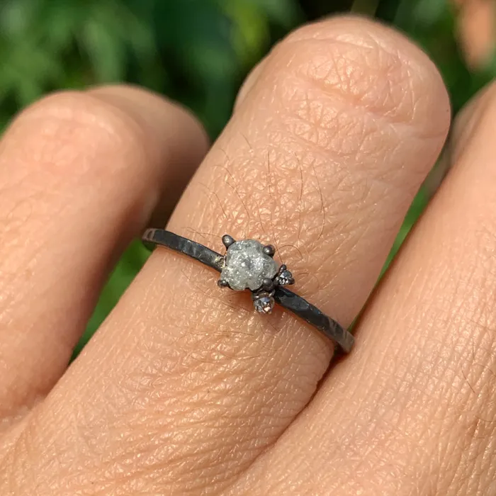 Emily Amey Jewelry Rings Raw Diamond Kindling stacking ring number 6 in Sterling silver