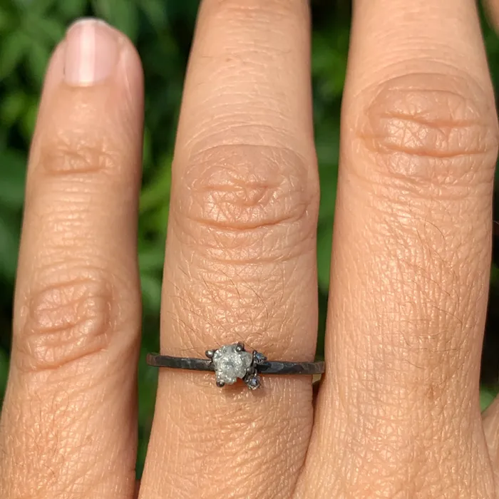 Emily Amey Jewelry Rings Raw Diamond Kindling stacking ring number 6 in Sterling silver