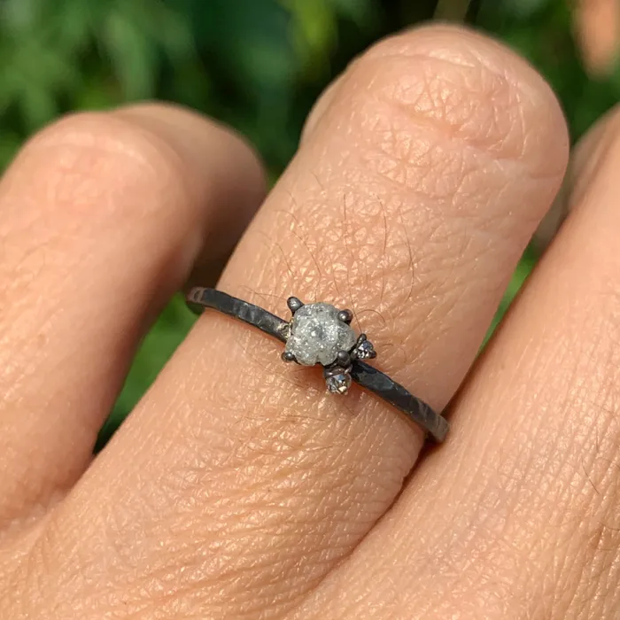 Emily Amey Jewelry Rings Raw Diamond Kindling stacking ring number 6 in Sterling silver