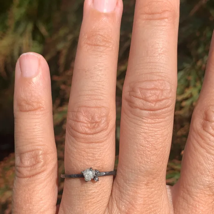 Emily Amey Jewelry Rings Raw Diamond Kindling stacking ring number 6 in Sterling silver