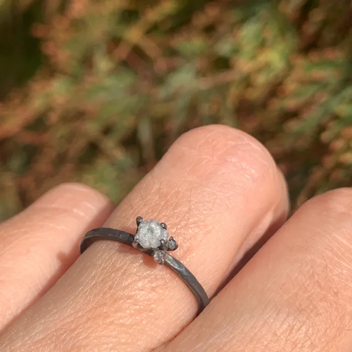 Emily Amey Jewelry Rings Raw Diamond Kindling stacking ring number 6 in Sterling silver