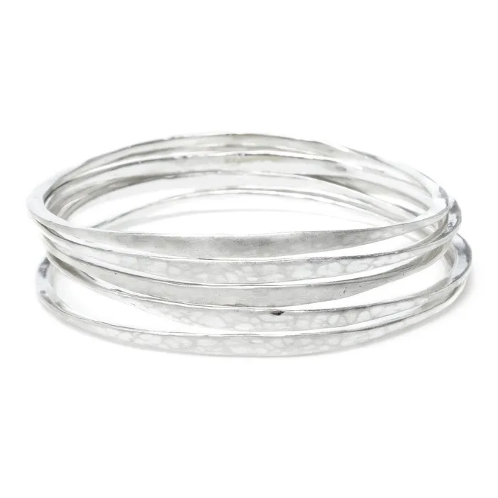 Emily Amey Jewelry Rings SET OF 3 HAMMERED STERLING SILVER BANGLES