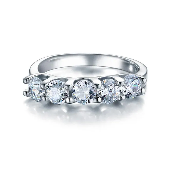 Five Stone Solid Sterling Silver Ring For Women sparklingselections Rings