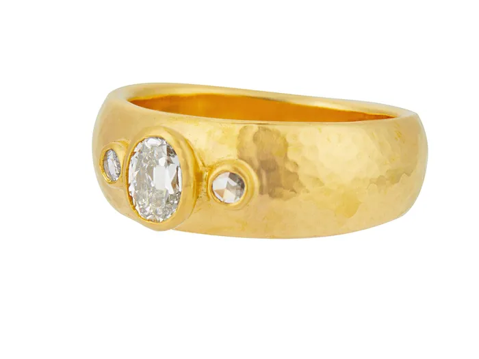 GG GOLD OOAK Rings GURHAN Elements Gold Diamond Cocktail Ring Wide Graduated Band GG GOLD OOAK Rings GURHAN Elements Gold Diamond Cocktail Ring Wide Graduated Band