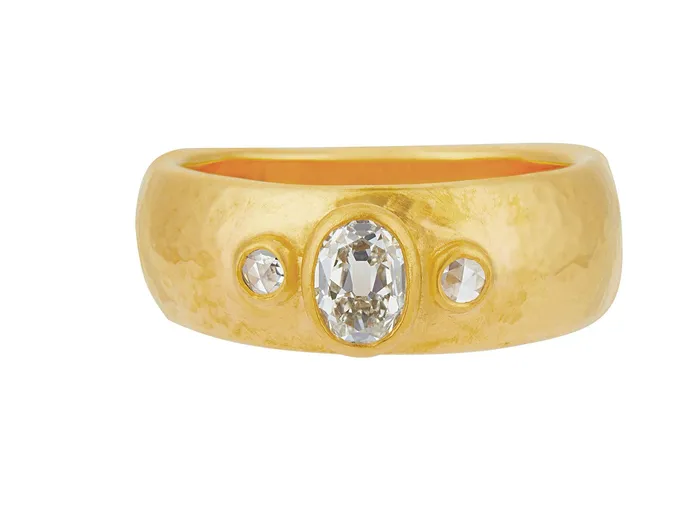 GG GOLD OOAK Rings GURHAN Elements Gold Diamond Cocktail Ring Wide Graduated Band GG GOLD OOAK Rings GURHAN Elements Gold Diamond Cocktail Ring Wide Graduated Band