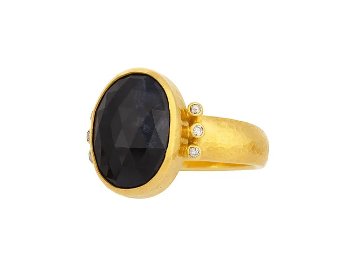 GURHAN Elements Gold Sapphire Cocktail Ring 16x12mm Oval Stone GG GOLD OOAK Rings GURHAN Elements Gold Sapphire Cocktail Ring 16x12mm Oval Stone GG GOLD OOAK Rings