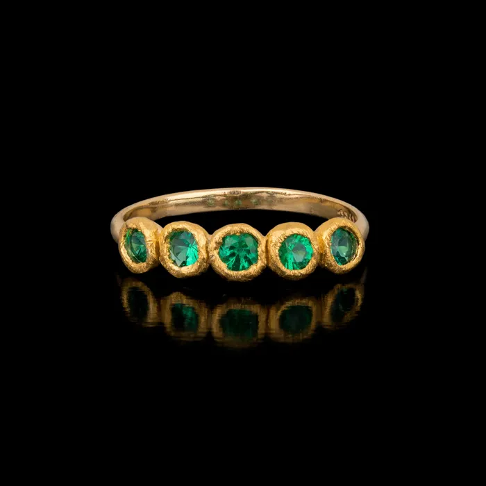 Gzahav Rings Five Emerald Ring