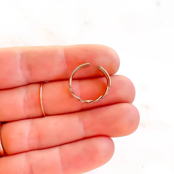 Hoops By Hand Rings Braided Toe Ring 14K Rose Gold Filled