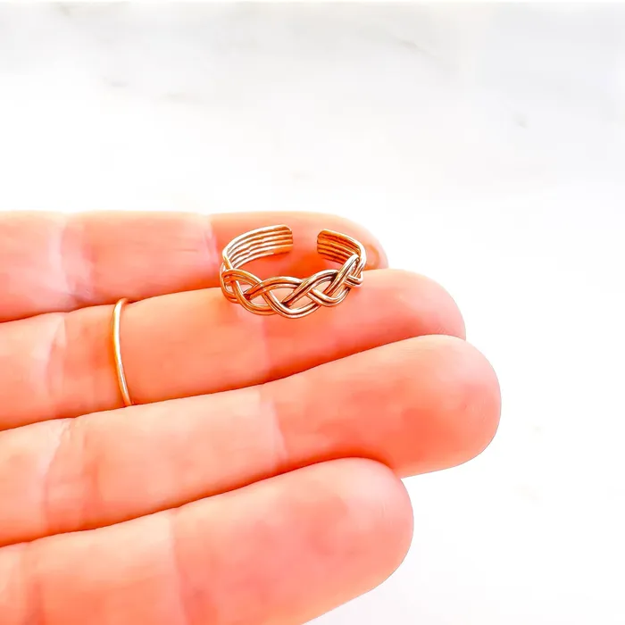 Hoops By Hand Rings Braided Toe Ring 14K Rose Gold Filled