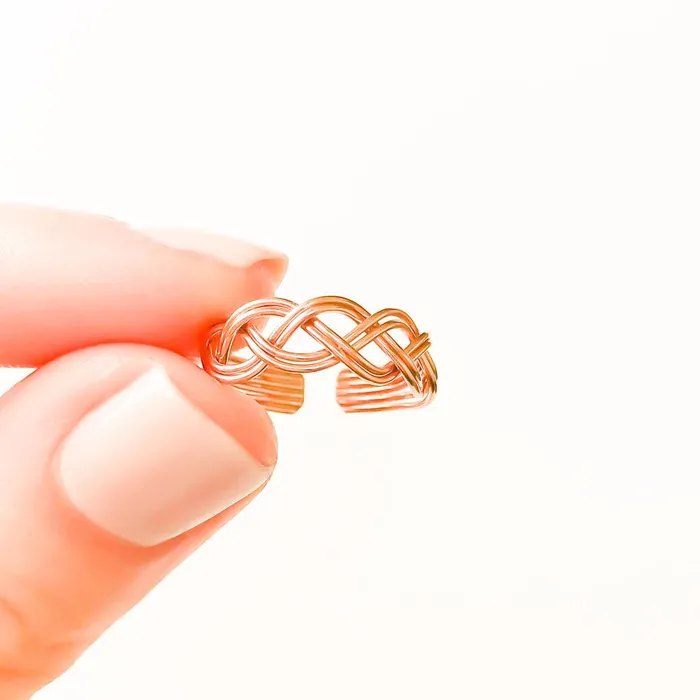 Hoops By Hand Rings Braided Toe Ring 14K Rose Gold Filled