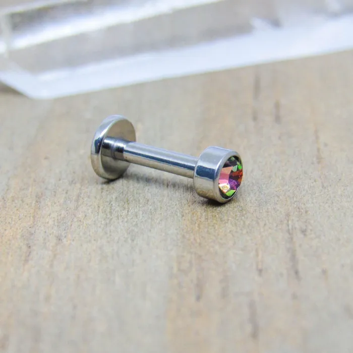 Mystic topaz labret stud earring 14g titanium conch piercing jewelry barbell SirenBodyJewelry Earrings