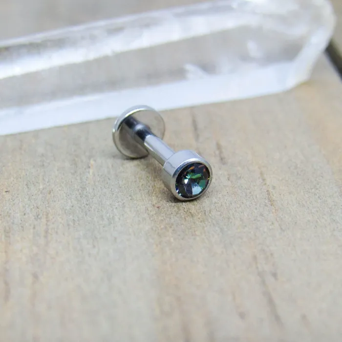 Mystic topaz labret stud earring 14g titanium conch piercing jewelry barbell SirenBodyJewelry Earrings