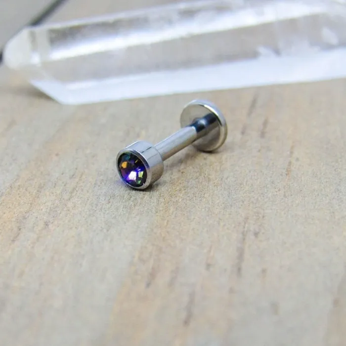 Mystic topaz labret stud earring 14g titanium conch piercing jewelry barbell SirenBodyJewelry Earrings