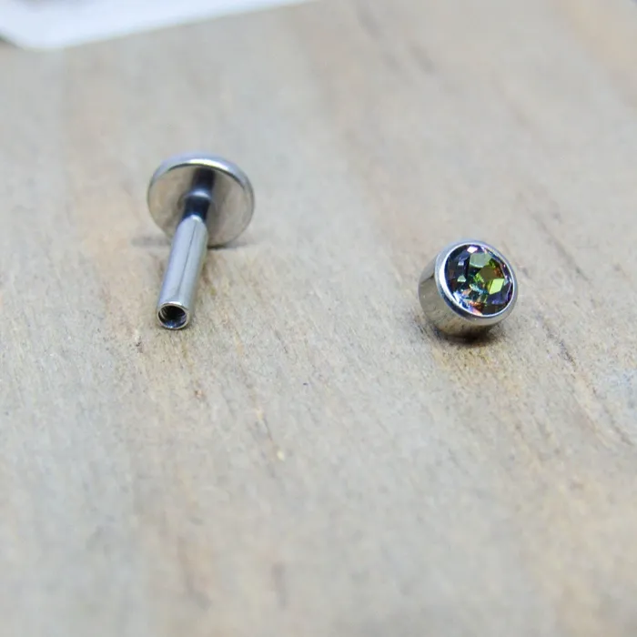 Mystic topaz labret stud earring 14g titanium conch piercing jewelry barbell SirenBodyJewelry Earrings
