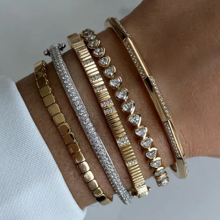 PreStyled Sets Alev Collection Geometric Pave and Gold Bangle