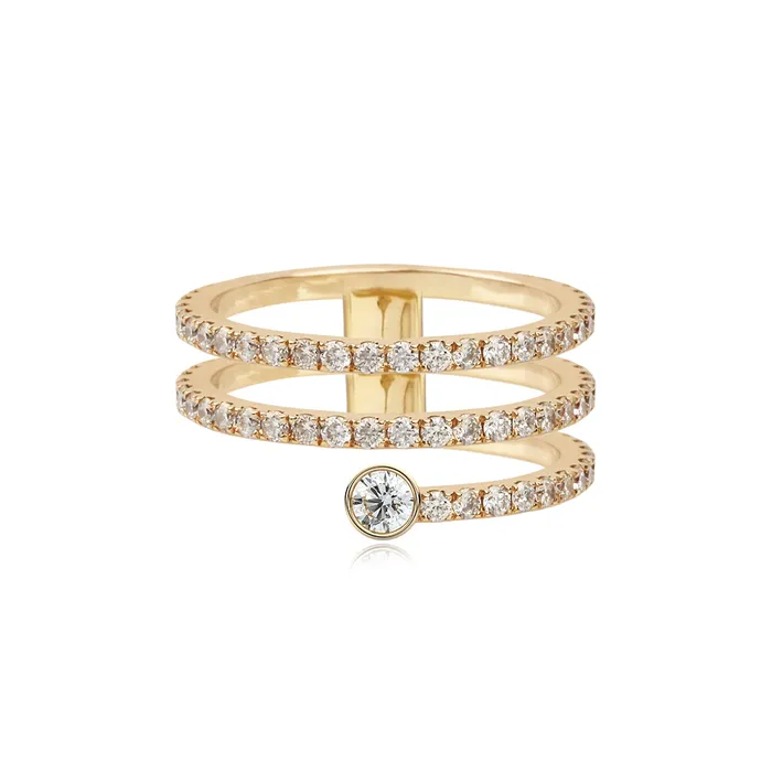 Rings Alev Jewelry Bezel Solitaire Triple Pave Diamond Swirl Ring