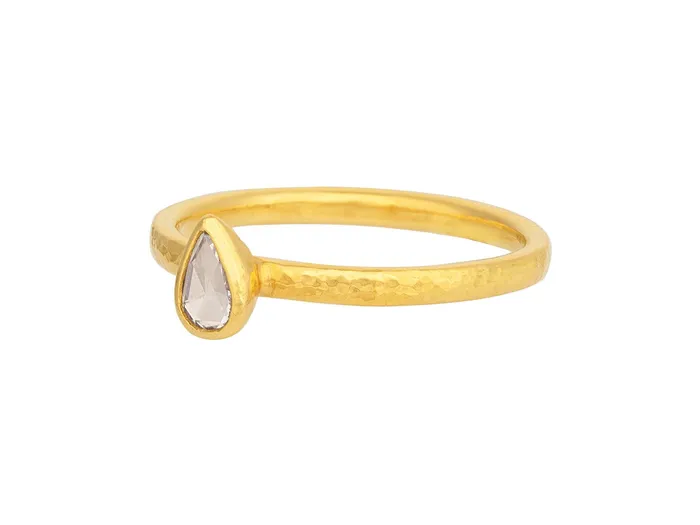Rings GG GOLD OOAK GURHAN Skittle Gold Diamond Stacking Ring 5x4mm Teardrop Rings GG GOLD OOAK GURHAN Skittle Gold Diamond Stacking Ring 5x4mm Teardrop