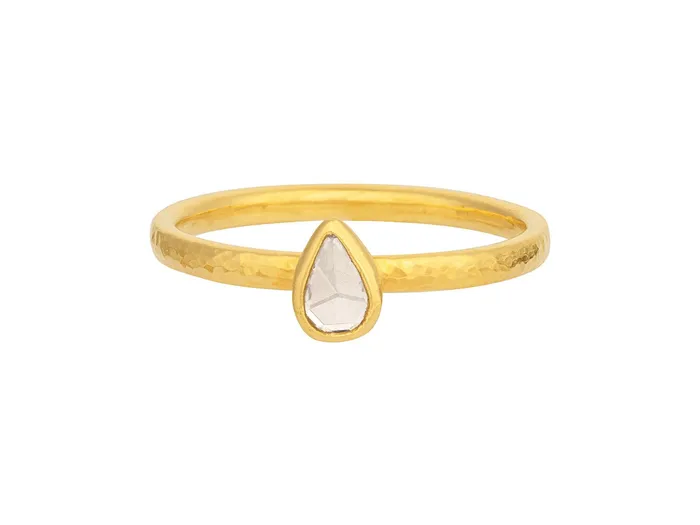 Rings GG GOLD OOAK GURHAN Skittle Gold Diamond Stacking Ring 5x4mm Teardrop
