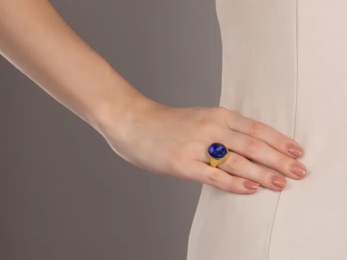 Rings GURHAN Rune Gold Tanzanite Cocktail Ring 20x16mm Oval GG GOLD OOAK