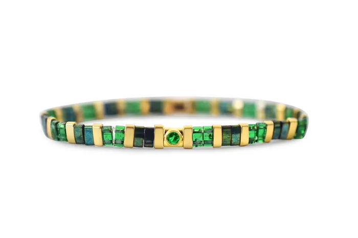 Skylar Paige So Colorful Emerald Morse Code Tila Bracelet Bracelets