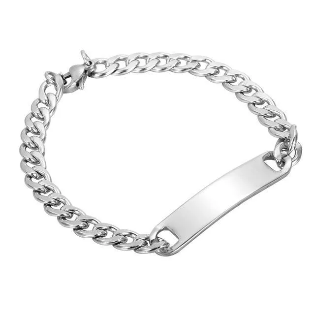 sparklingselections Bracelets New stylish Silver Stainless Steel curb chain Bracelet