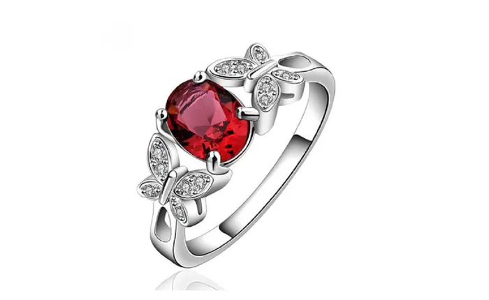sparklingselections Cocktail Party Butterfly CZ Silver Plated Ring For Women Size78 Rings sparklingselections Cocktail Party Butterfly CZ Silver Plated Ring For Women Size78 Rings