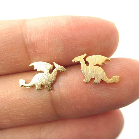 sparklingselections Dragon Silhouette with Wings Animal Shaped Stud Earrings Earrings
