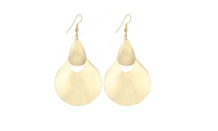 sparklingselections Earrings Gold Plated Dangle Big Shape Long Earrings For Women