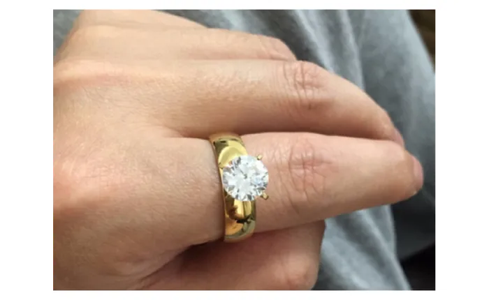 sparklingselections Rings Fashion Ring for Women Gold Plated Round White Crystal Engagement Ring sparklingselections Rings Fashion Ring for Women Gold Plated Round White Crystal Engagement Ring