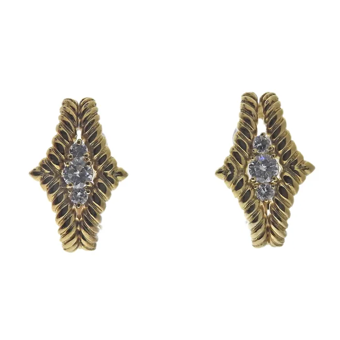 1960s Gold Diamond Earrings Not Signed Earrings