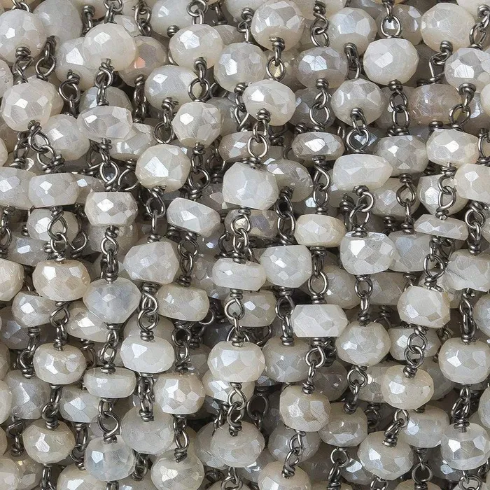 56mm Silver Mystic White Moonstone faceted rondelle Black Gold 925 Silver Chain by the foot 35 beads Beadsofcambaycom Rings 56mm Silver Mystic White Moonstone faceted rondelle Black Gold 925 Silver Chain by the foot 35 beads Beadsofcambaycom Rings