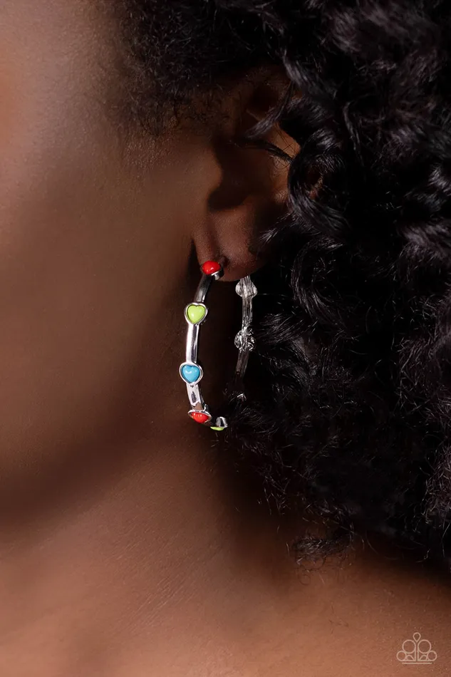 Affectionate Actress Red Hoop Earrings Jewelry by Bretta Paparazzi Accessories Earrings