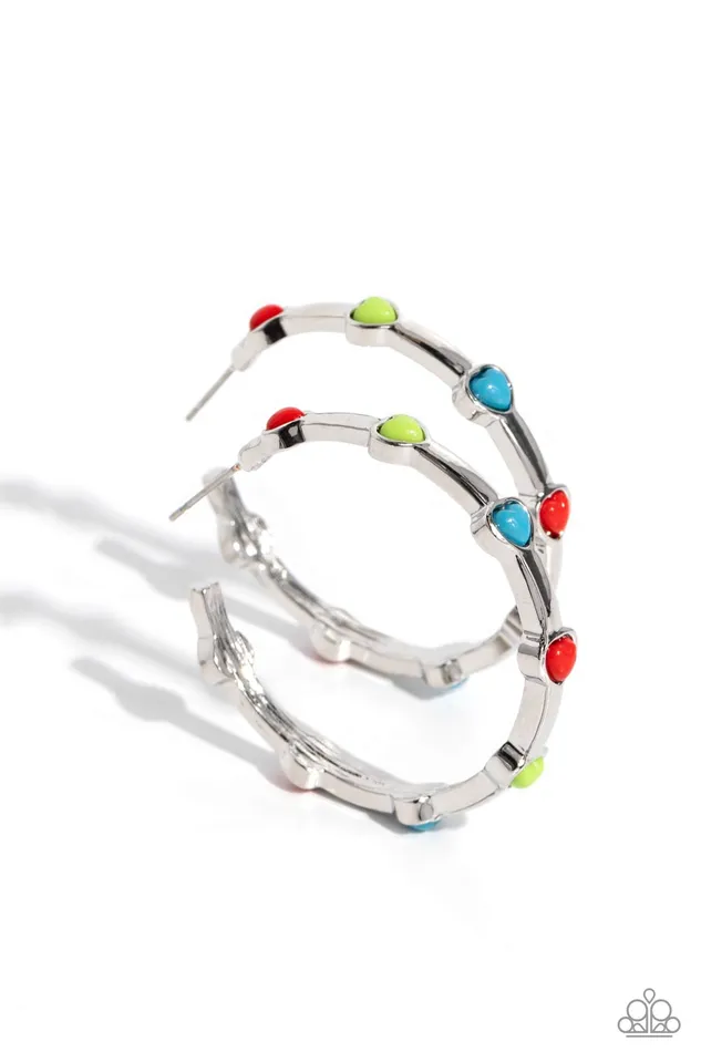 Affectionate Actress Red Hoop Earrings Jewelry by Bretta Paparazzi Accessories Earrings