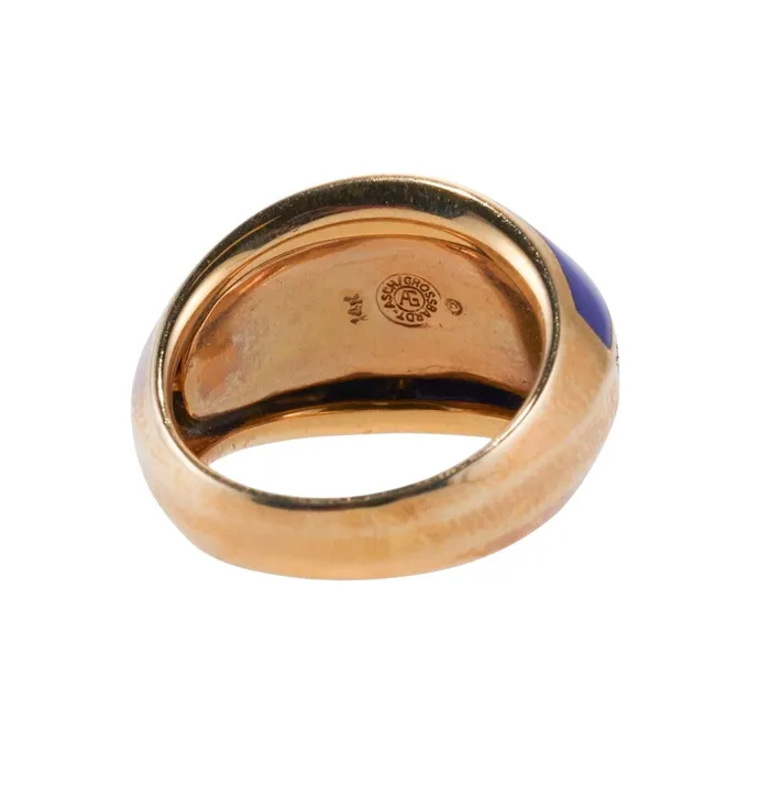 Asch Grossbardt Inlay Mother of Pearl Onyx Opal Lapis Diamond Gold Ring Asch Grossbardt Rings