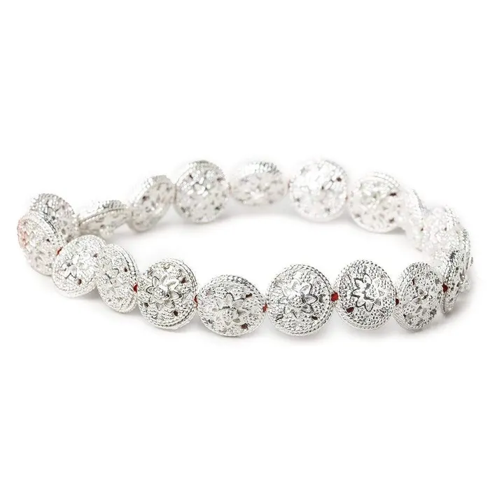 Beadsofcambaycom 13x7mm Sterling Silver Plated Copper Bead Floral Disc 8 inch 16 pcs Rings Beadsofcambaycom 13x7mm Sterling Silver Plated Copper Bead Floral Disc 8 inch 16 pcs Rings