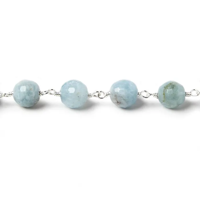 Beadsofcambaycom 67mm Milky Aquamarine faceted round Silver plated Chain by the foot 25 pcs Rings Beadsofcambaycom 67mm Milky Aquamarine faceted round Silver plated Chain by the foot 25 pcs Rings