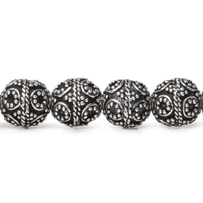 Beadsofcambaycom Rings 10mm Antiqued Sterling Silver Plated Copper Bead Roval Miligrain Circles 8 inch 20 pieces Beadsofcambaycom Rings 10mm Antiqued Sterling Silver Plated Copper Bead Roval Miligrain Circles 8 inch 20 pieces