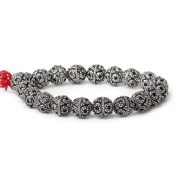 Beadsofcambaycom Rings 10mm Antiqued Sterling Silver Plated Copper Bead Roval Miligrain Circles 8 inch 20 pieces Beadsofcambaycom Rings 10mm Antiqued Sterling Silver Plated Copper Bead Roval Miligrain Circles 8 inch 20 pieces