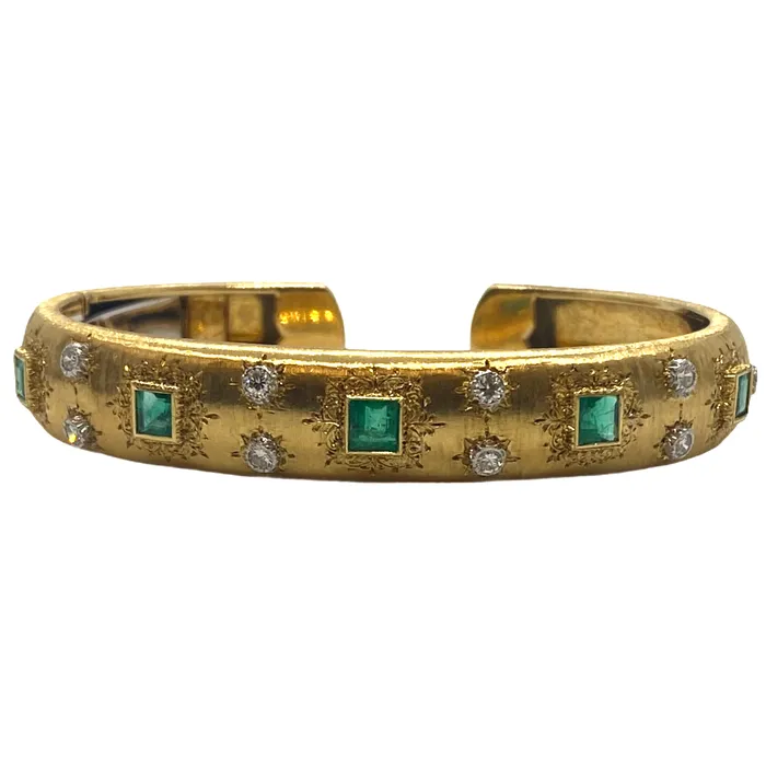 Bracelets Buccellati Emerald Diamond 18k Gold Cuff Bracelet Buccellati