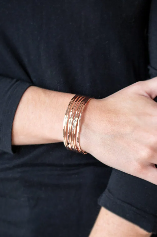 Bracelets Paparazzi Accessories Timelessly Textured Rose Gold Cuff Bracelet Jewelry by Bretta