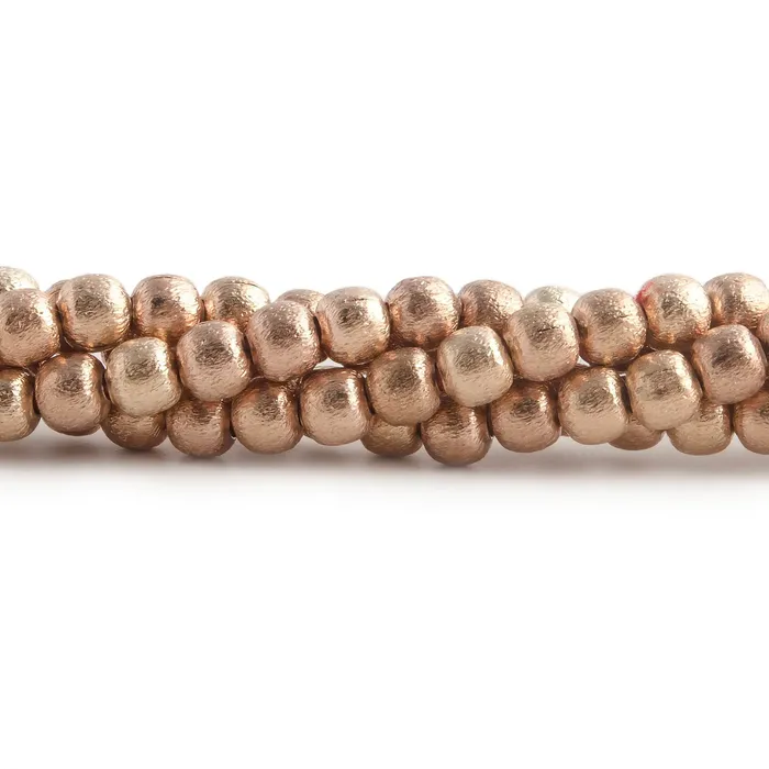 Earrings Beadsofcambaycom 4mm Rose Gold plated Copper Brushed Round Bead 8 inch 52 pcs