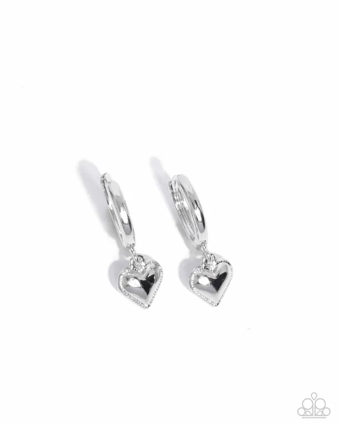 Earrings Paparazzi Accessories Emotive Elegance Silver Heart Earrings Jewelry by Bretta