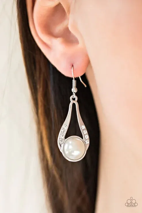 Earrings Paparazzi Accessories HEADLINER Over Heels White Earrings Jewelry by Bretta